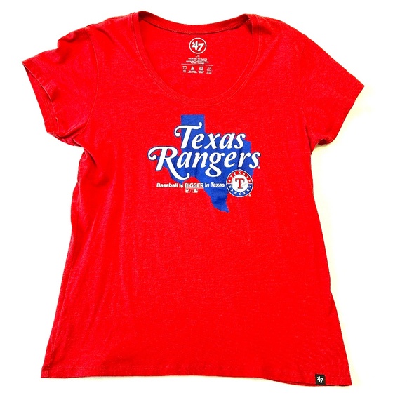 47 Brand Texas Rangers Women’s T Shirt Size Large Short Sleeve Blue MLB - Picture 1 of 5